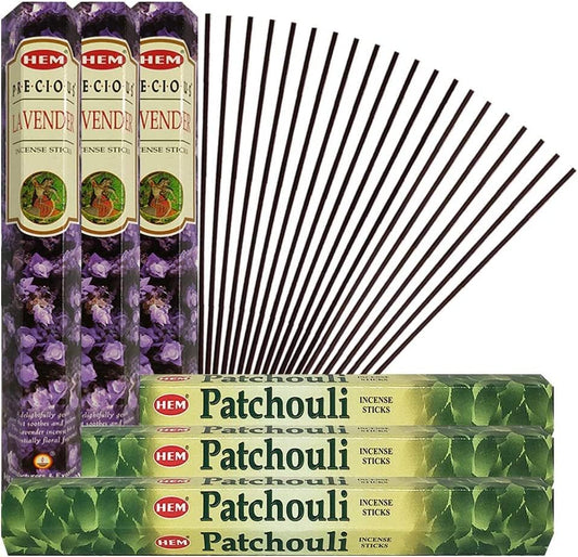 Patchouli Incense Sticks and Precious Lavender Incense Sticks with Incense Holder Bundle for Spiritual Décor and Home Fragrance