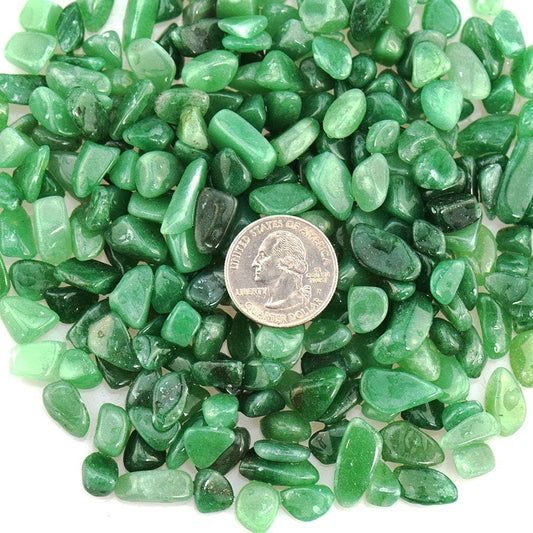 1LB Green Aventurine Tumbled Chips Crushed Crystal Quartz Irregular Shaped Stones for Home Decorative Stones Vases Plants Succulents Cactus 1Pound (About 460 Gram)