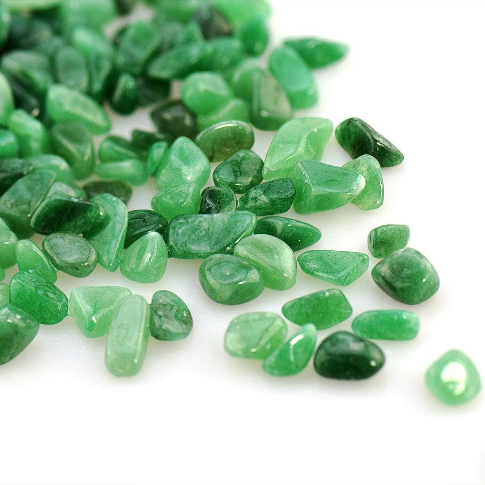 1LB Green Aventurine Tumbled Chips Crushed Crystal Quartz Irregular Shaped Stones for Home Decorative Stones Vases Plants Succulents Cactus 1Pound (About 460 Gram)