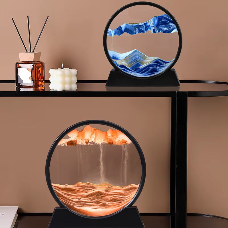 Creative 3D Dynamic Sand Hourglass Painting Decoration Luxury Style Relax Gift for Home Living Roon Sand Hourglass Decoration