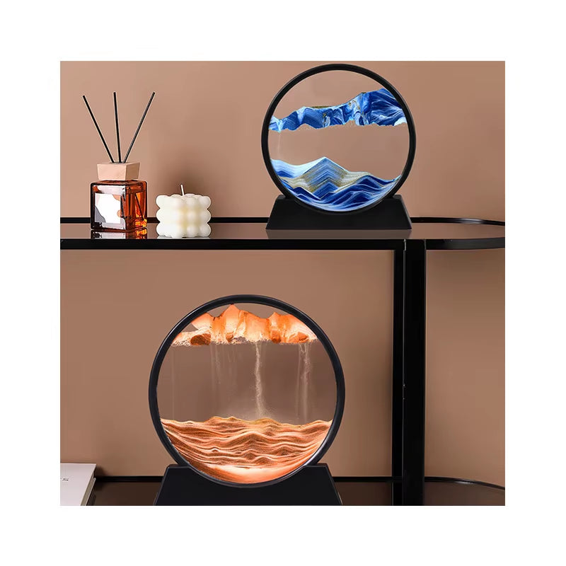 Creative 3D Dynamic Sand Hourglass Painting Decoration Luxury Style Relax Gift for Home Living Roon Sand Hourglass Decoration