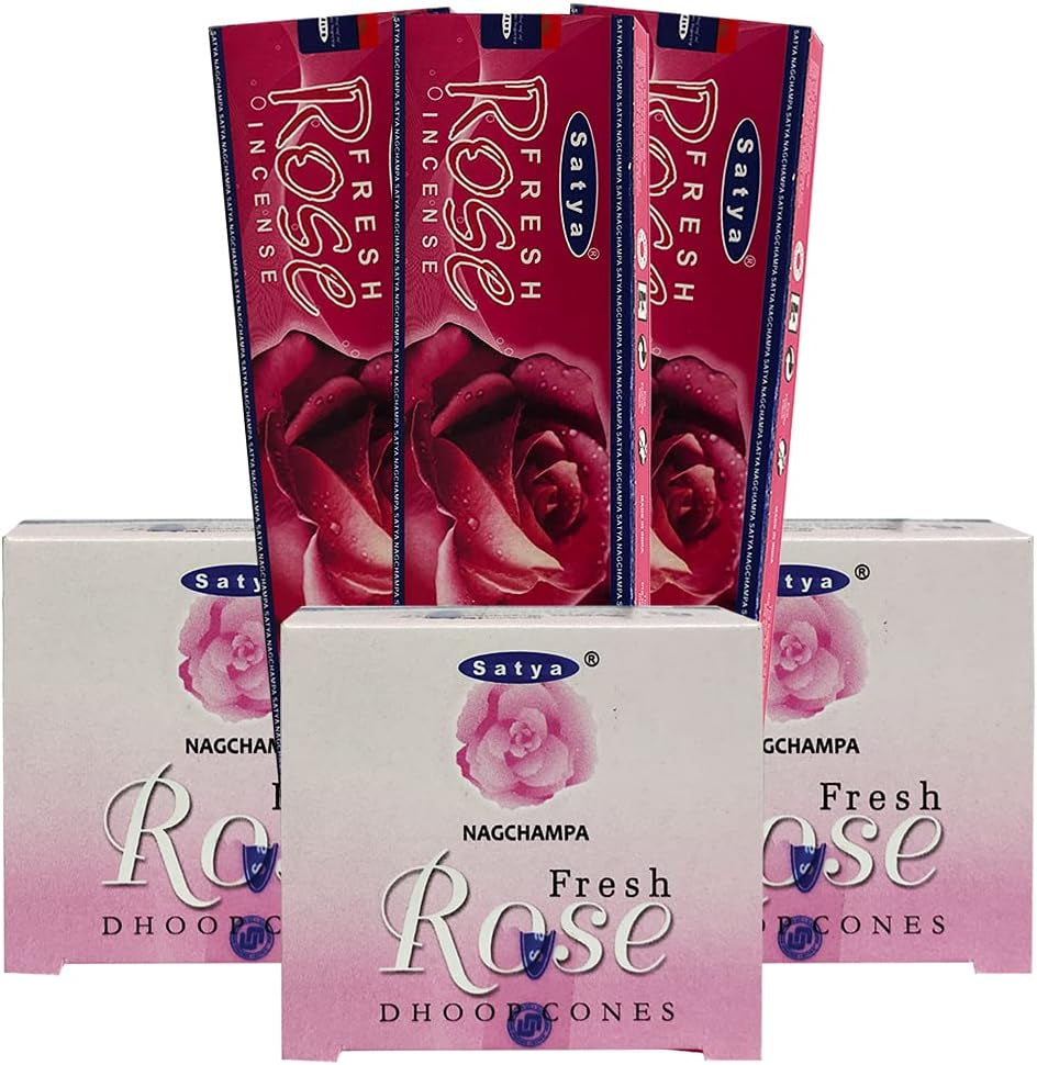 Rose Incense Sticks and Cone Incense Holder Variety Pack Bundle Insence Insense Insienso