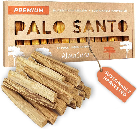 Palo Santo Premium Sticks (20), Smudging Incense High Resine, Pure Palo Santo Wood Certified from Peru. Ethically Sustainably Harvested. Protection, Meditation, Spiritual Cleansing