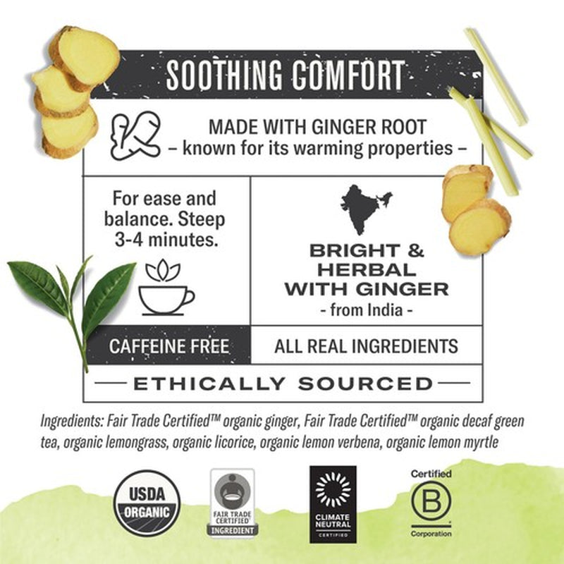 Organic Ginger Lemon Tea 100 Tea Bags Organic Decaf Green Tea Ginger Lemongra...
