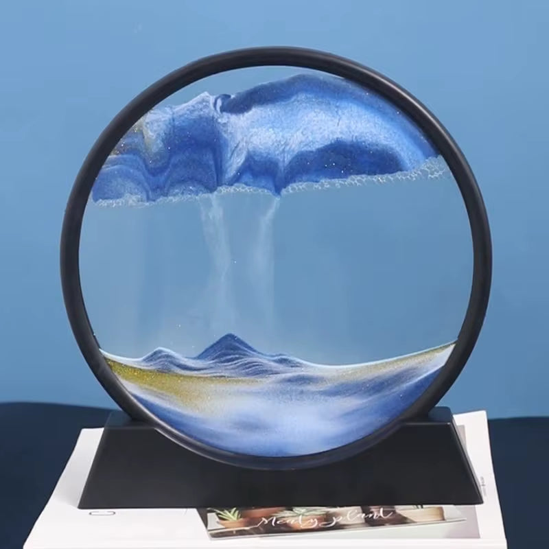 Creative 3D Dynamic Sand Hourglass Painting Decoration Luxury Style Relax Gift for Home Living Roon Sand Hourglass Decoration