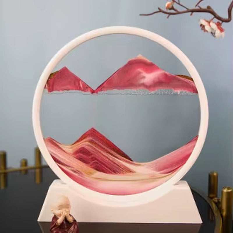 Creative 3D Dynamic Sand Hourglass Painting Decoration Luxury Style Relax Gift for Home Living Roon Sand Hourglass Decoration