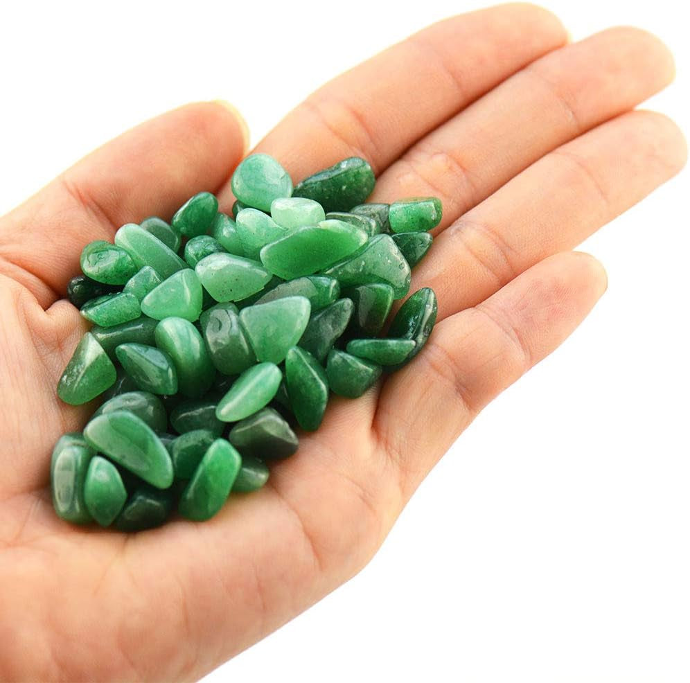 1LB Green Aventurine Tumbled Chips Crushed Crystal Quartz Irregular Shaped Stones for Home Decorative Stones Vases Plants Succulents Cactus 1Pound (About 460 Gram)