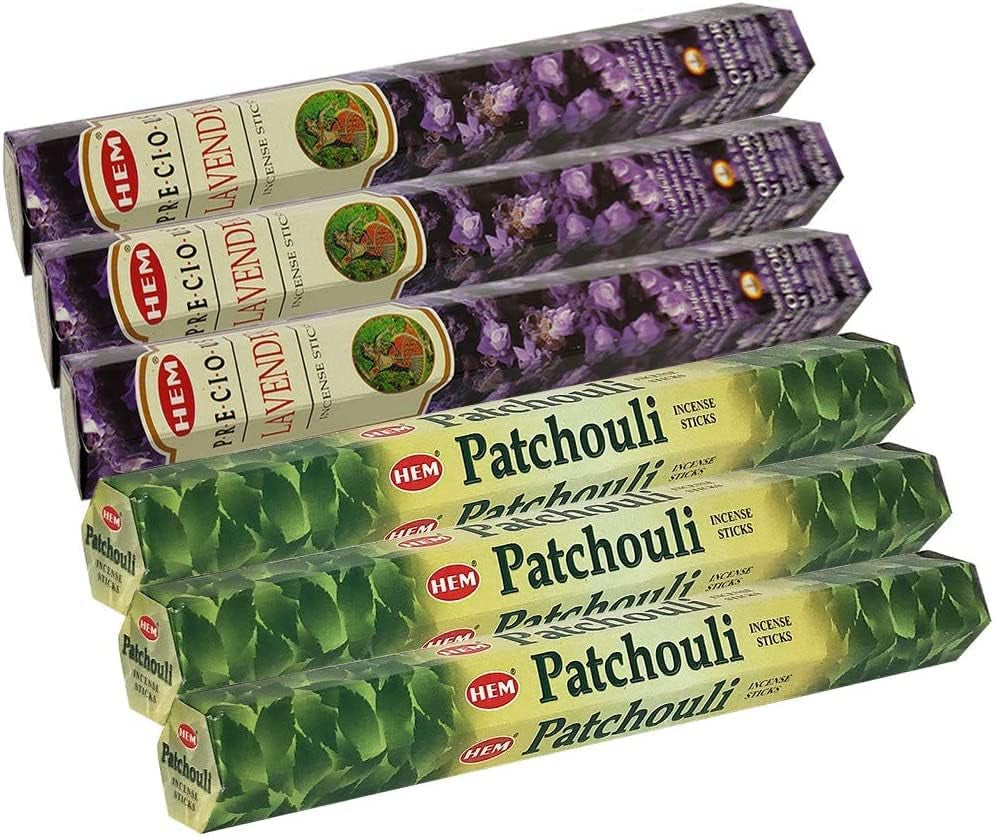 Patchouli Incense Sticks and Precious Lavender Incense Sticks with Incense Holder Bundle for Spiritual Décor and Home Fragrance