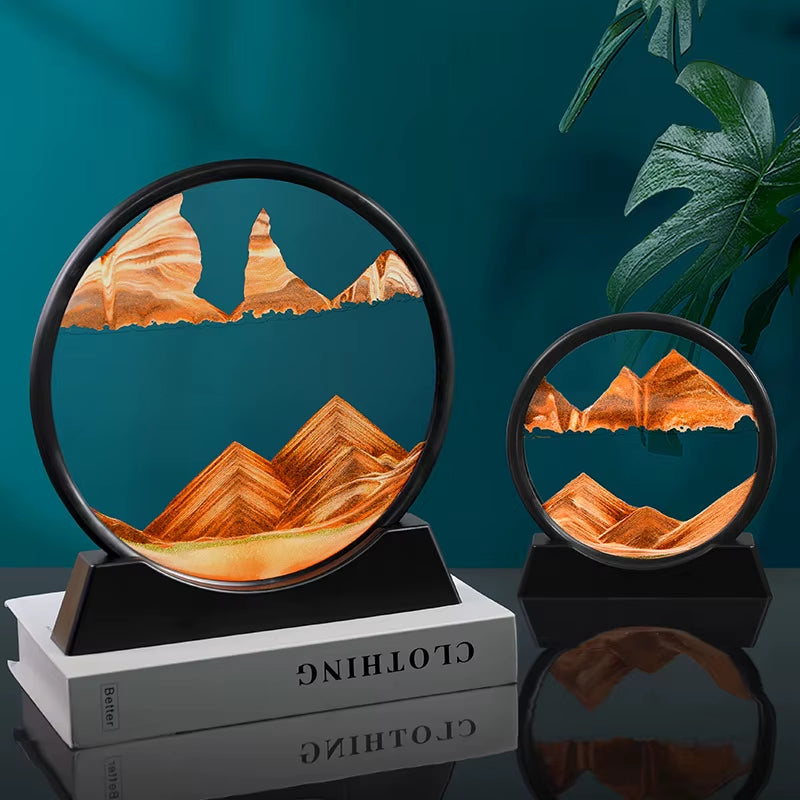 Creative 3D Dynamic Sand Hourglass Painting Decoration Luxury Style Relax Gift for Home Living Roon Sand Hourglass Decoration