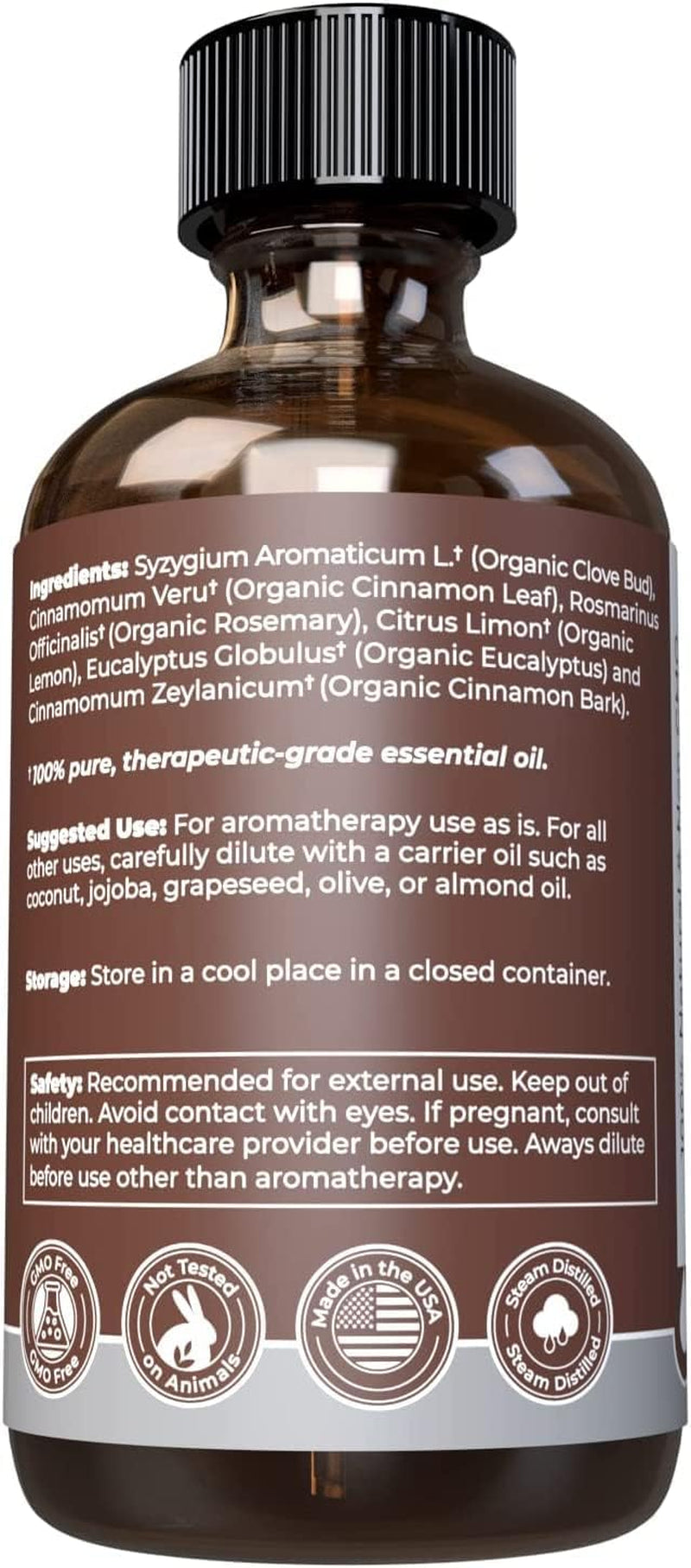 Organic Thieves Oil Essential Oil — USDA Certified Therapeutic Grade — (4 Oz | 118 Ml) — Based on the Tale of Four Thieves — Five Guards Essential Oil