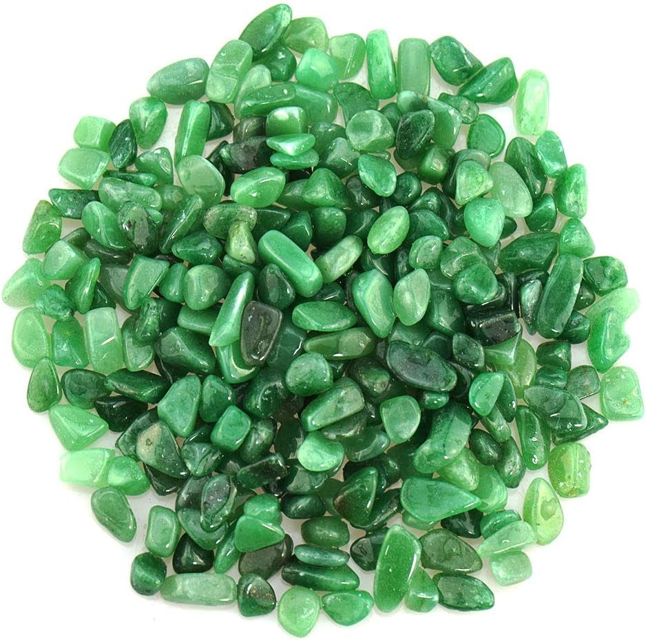 1LB Green Aventurine Tumbled Chips Crushed Crystal Quartz Irregular Shaped Stones for Home Decorative Stones Vases Plants Succulents Cactus 1Pound (About 460 Gram)